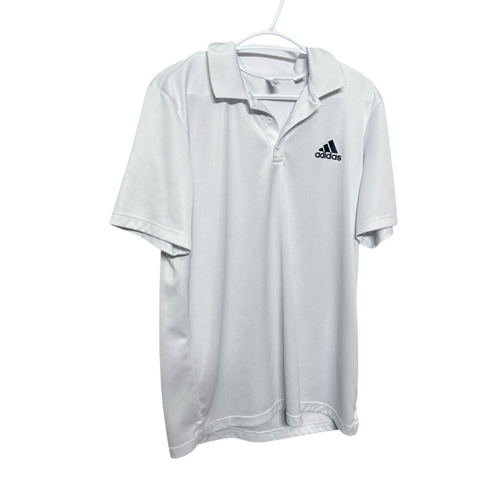 Adidas Performance Polo Shirt White Mesh Breathable Golf Shirt Size XL‎